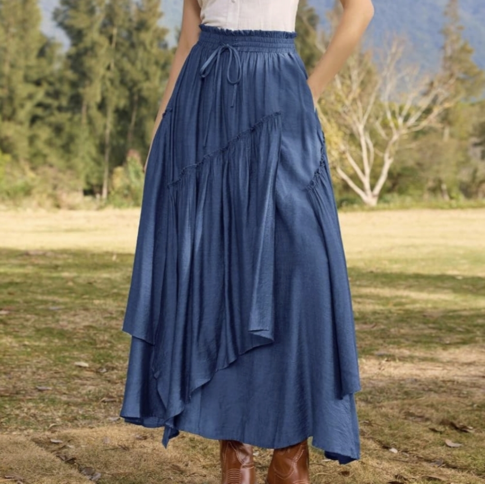 Scarlett Darkness Renaissance Layered High Waisted Long Skirt with Pockets